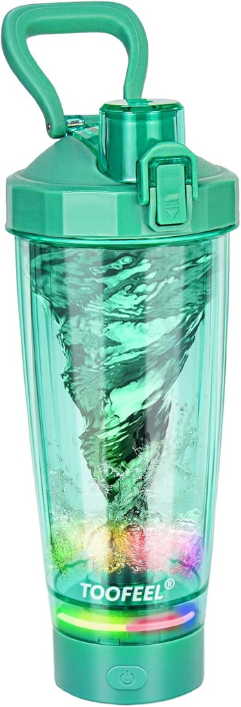 TOOFEEL Electric Protein Shaker Flaske - 20 oz USB Genopladelig, Self Stirring, BPA Free, Green