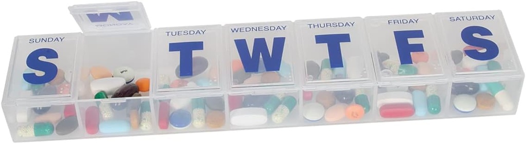 EZY DOSE Ugentlig (7-dag) Pill Case, Medicine Planner, Vitamin Organizer Box, 3X- store afdelinger for at sikre receptpligtig medicin og forhindre utilsigtet spild, Clear Lids, BPA Free
