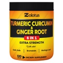 6 i 1 Gurkemeje + ingefær kapsler, 95% Curcuminoider med ingefær, hvidløg Bulb, bromelain, Moringa, sort peber - 120 kapsler