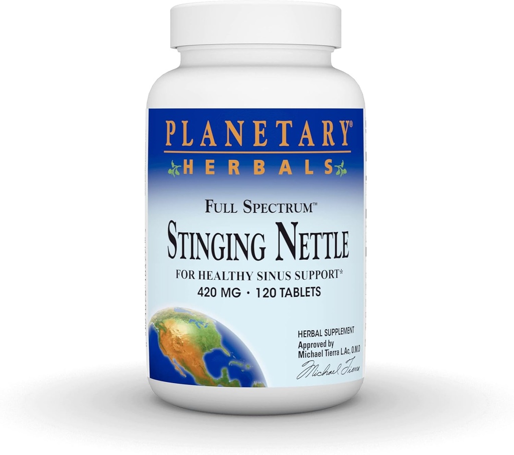 Planetary Herbals Full Spectrum Stinging Nettle, for Healthy Sinus Support* 420mg - 120 Tablets