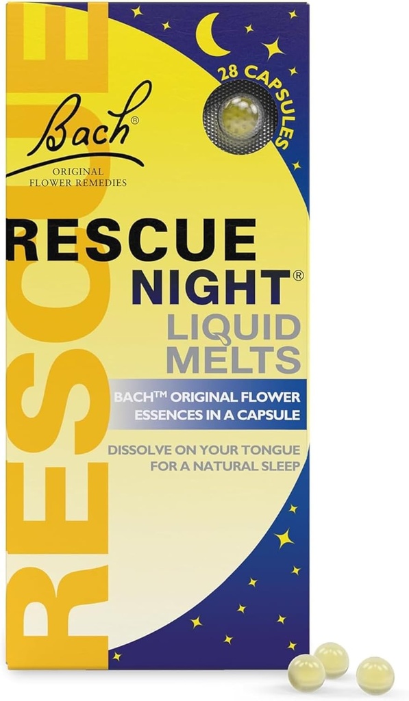 Bach RESCUE SLEEP flydende smelter, Natural Orange Vanilla Flavor, Natural Sleep Aid, Stress Relief, Homøopatisk Blomst Essence, Gratis Melatonin, Gluten & Sugar, Non- alkohol, Non-Narcotic, 28ct.