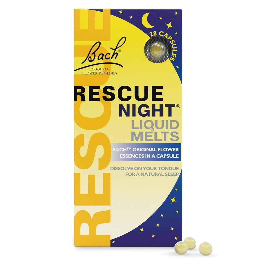Bach RESCUE SLEEP flydende smelter, Natural Orange Vanilla Flavor, Natural Sleep Aid, Stress Relief, Homøopatisk Blomst Essence, Gratis Melatonin, Gluten & Sugar, Non- alkohol, Non-Narcotic, 28ct.
