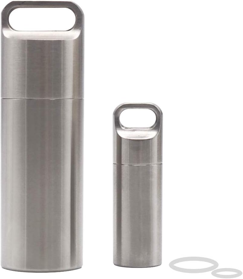 HRX Pakke Vandtæt rustfrit stål Pill sag Keychain, Holdbar Lille Pill Box Flaske Holder Hård for mænd Purse Pocket Outdoor EDC værktøj Kit