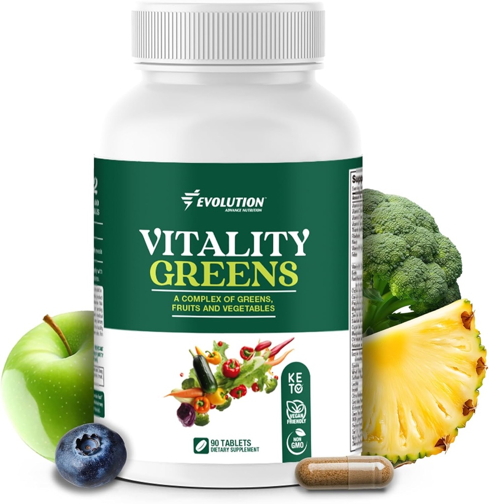 Evolution Advance Nutrition Vitality Green, 90 tabletter - Frugt og Veggie supplement, rig på vitaminer og mineraler - Vegan