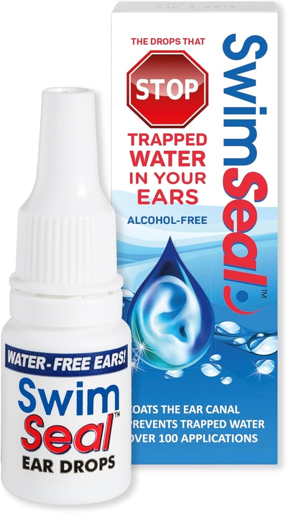 SwimSeal ™ Alle naturlige Swimmer 's Ear Drops til daglig brug snarere end Alkohol Drops eller Earplups. Løsningen for dine ører for alle vand eksponering for alle aldre.