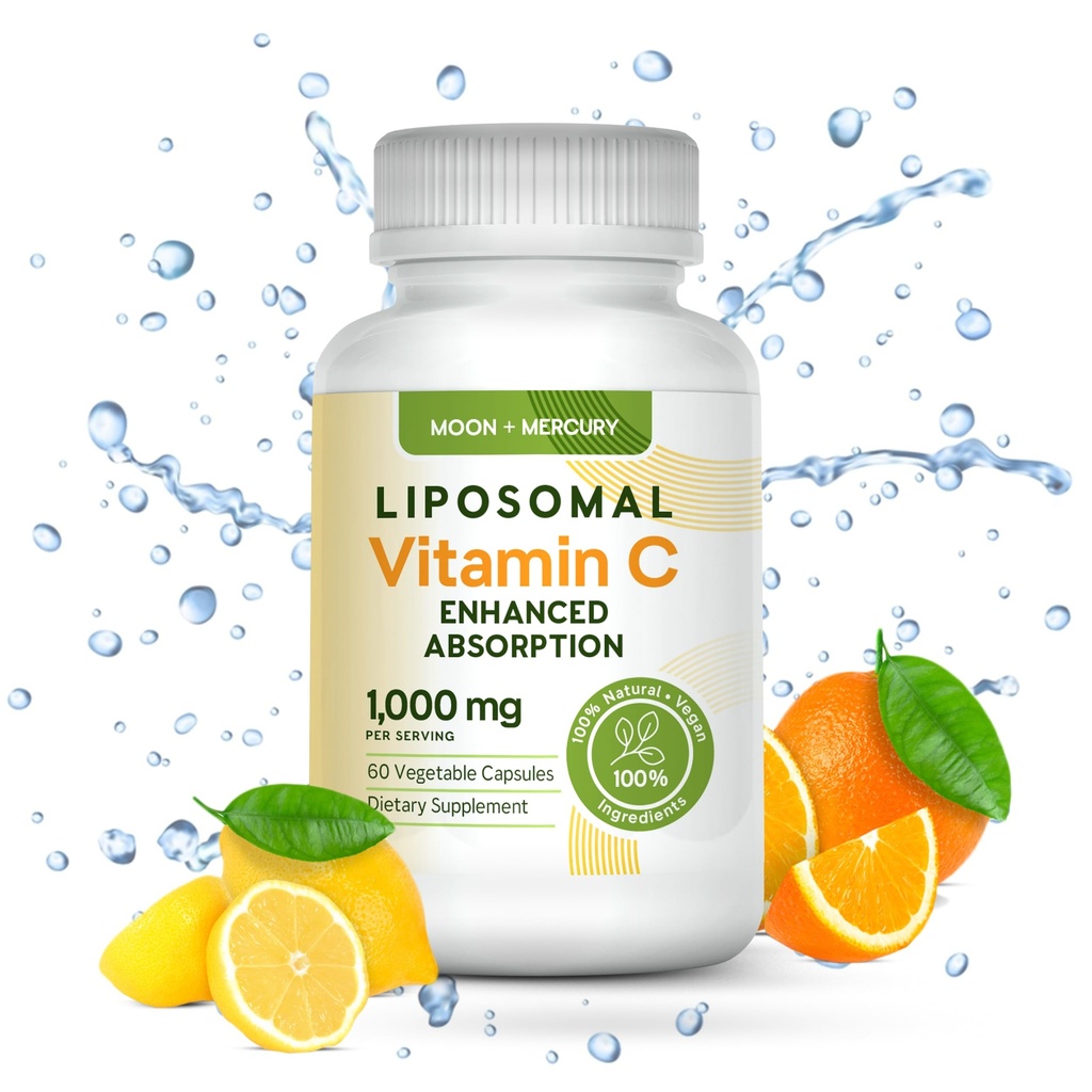 Liposomal - Vitamin c 1000mg - 60 Vitamin c Kapsler - Højere Absorption, biotilgængelighed liposomal Vitamin c ved Måne og Merkur