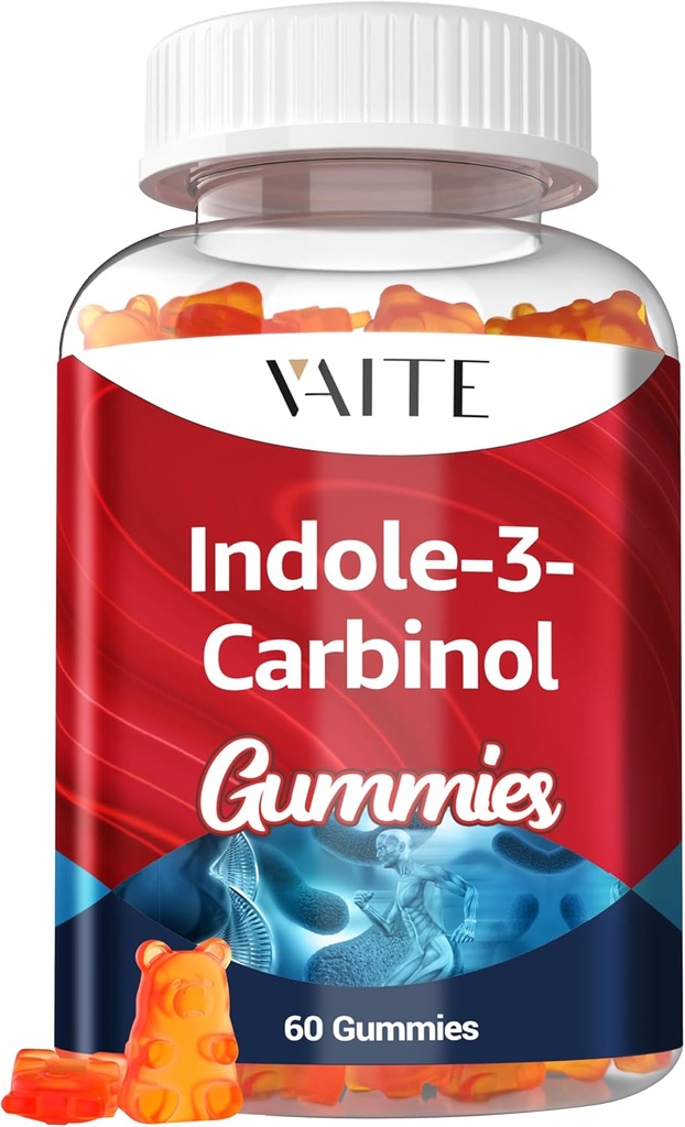 Indol 3 Carbinol 400mg Gummy Supplement - Indole- 3- Carbinol til Hormonal Balance & Antioxidant Support, 60 Veganske tyggebånd til mænd og kvinder, Non- GMO, Gluten- fri, Wellness produkter