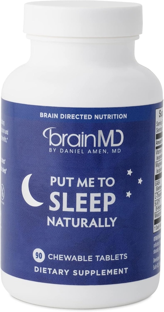 BrainMD sætte mig til at sove naturligt - 90 tyggetabletter - med Melatonin, L-Theanin, Magnesium, GABA, B6-vitamin & 5-HTP - Gluten Free - 45 Serveringer