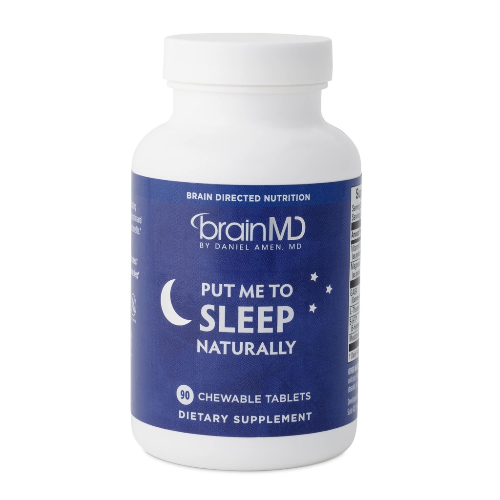 BrainMD sætte mig til at sove naturligt - 90 tyggetabletter - med Melatonin, L-Theanin, Magnesium, GABA, B6-vitamin & 5-HTP - Gluten Free - 45 Serveringer