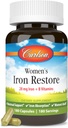 Carlson - Women 's Iron Restore, 28 mg Iron + B Vitamin, Menstruel Support, Iron Absorption & Women' s Health, 180 Kapsler