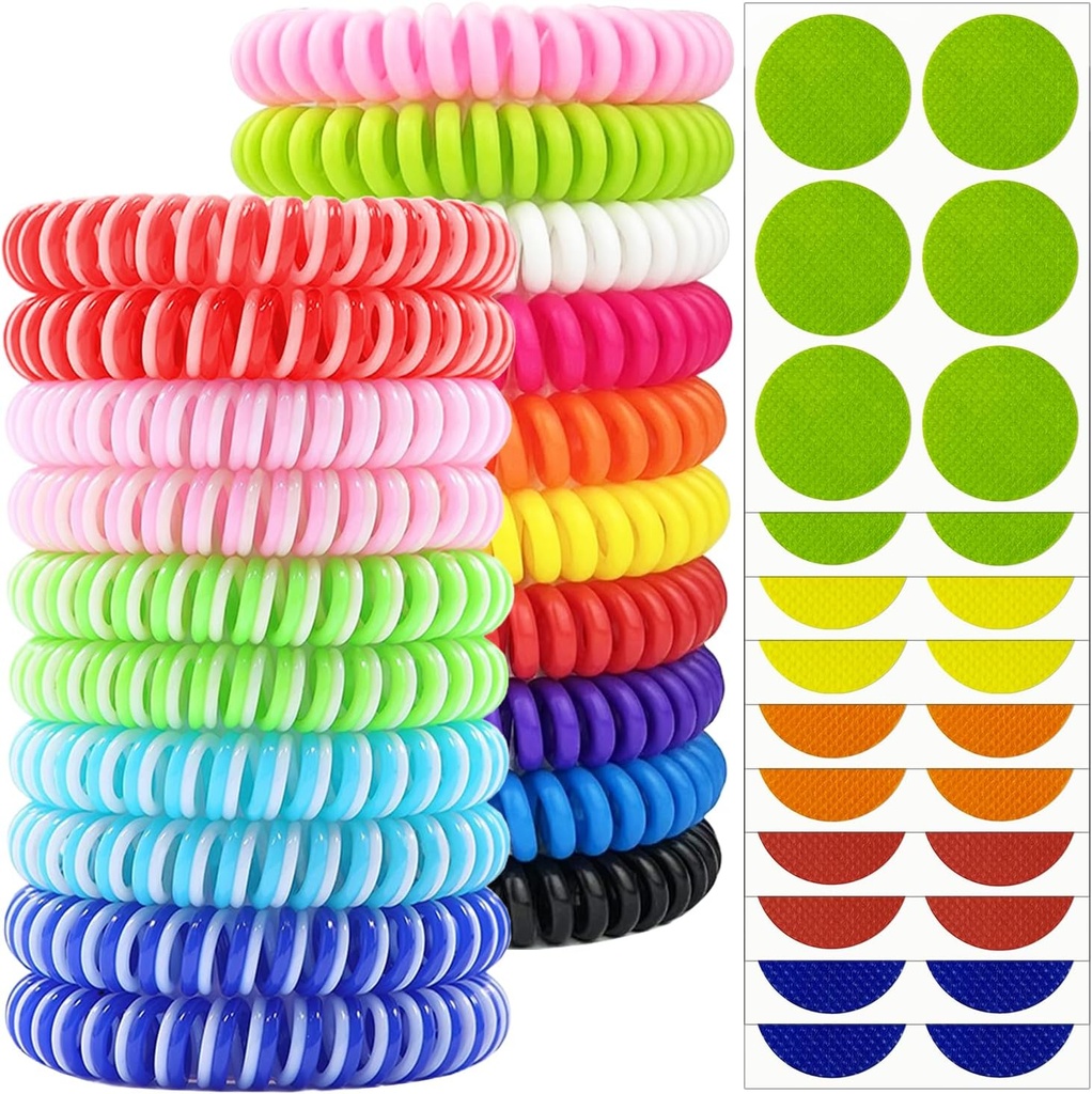 Mosquito Repellent Armbånd 20 Pack, individuelt indpakket Mosquito Repellent Bands med 60 Pcs Mosquito Repellent Stickers Patches, DEET Free Insect Bug Repellent armbånd til voksne børn