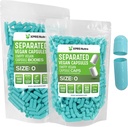 XPRS Nutra Vegan Størrelse 0 Separated Kapsler - 1000 Grev Premium Tomme Kapsler Separated in Tasker - Pills 0 for DIY Supplement Fyldning (Aqua)