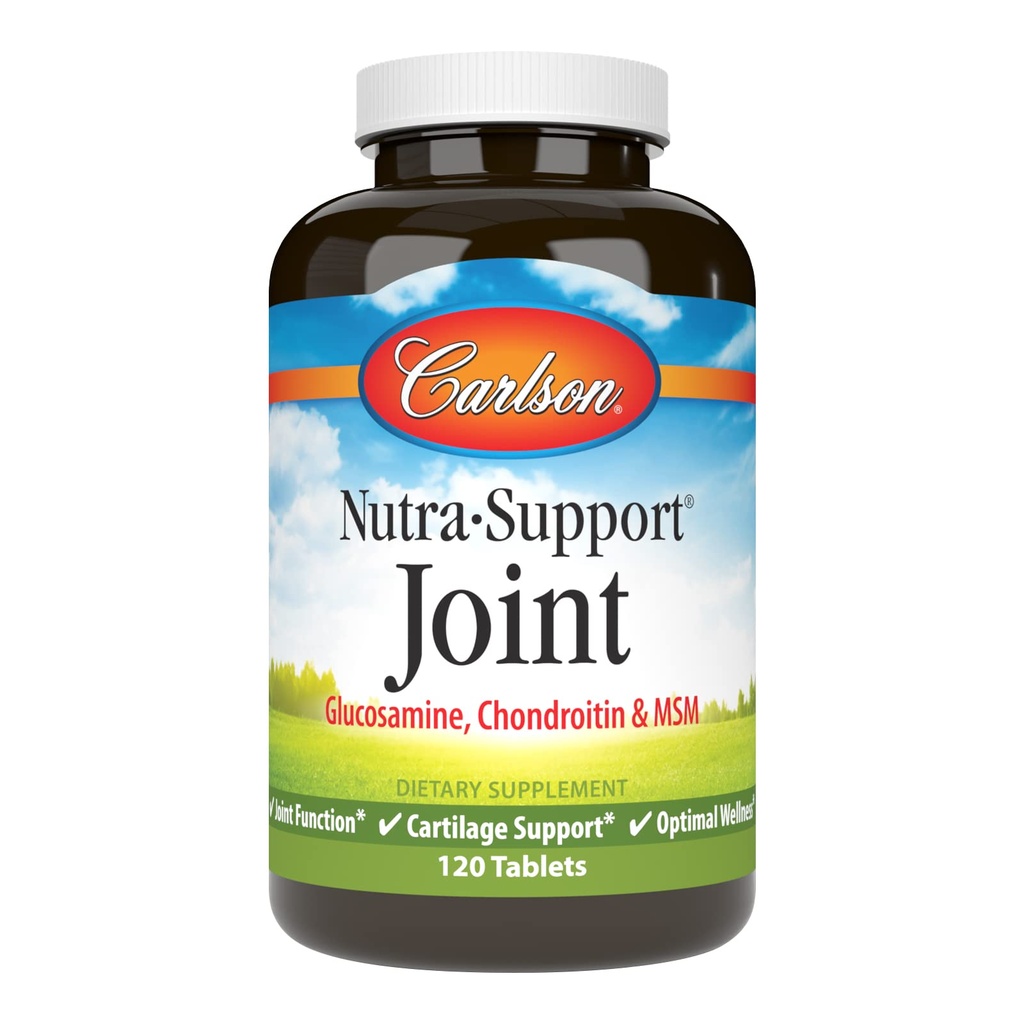 Carlson - Nutra- Support, Glucosamine Chondroitin & MSM, Fælles funktion, Cartiage Support & Optimal Wellness, 120 tabletter