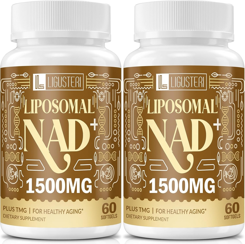 1500 MG Liposomal NAD +, 98% + Absorption, NAD + Supplement til Kvinder & Mænd med TMG, for Aging Defense, Cellular Energy, Heart & Brain Function, Longevity, 120 Softgels