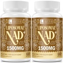 1500 MG Liposomal NAD +, 98% + Absorption, NAD + Supplement til Kvinder & Mænd med TMG, for Aging Defense, Cellular Energy, Heart & Brain Function, Longevity, 120 Softgels
