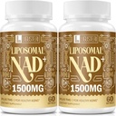 1500 MG Liposomal NAD +, 98% + Absorption, NAD + Supplement til Kvinder & Mænd med TMG, for Aging Defense, Cellular Energy, Heart & Brain Function, Longevity, 120 Softgels