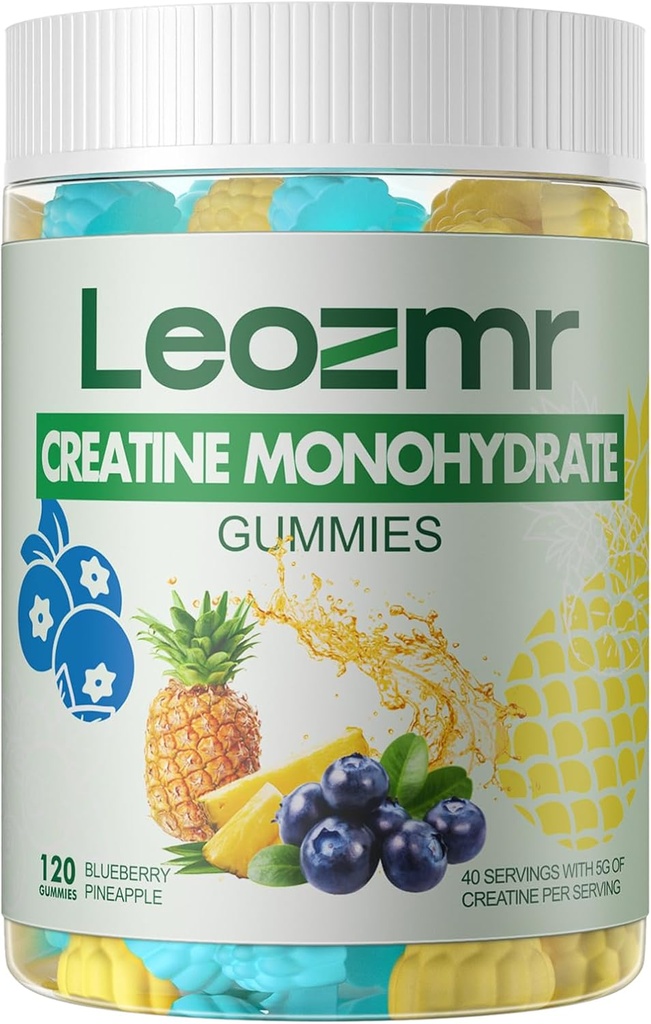 Creatinmonohydrat Gummies 5000mg til mænd og kvinder, tyggebånd Creatinmonohydrat tillæg (120 Tæl) - Blåbær Ananas