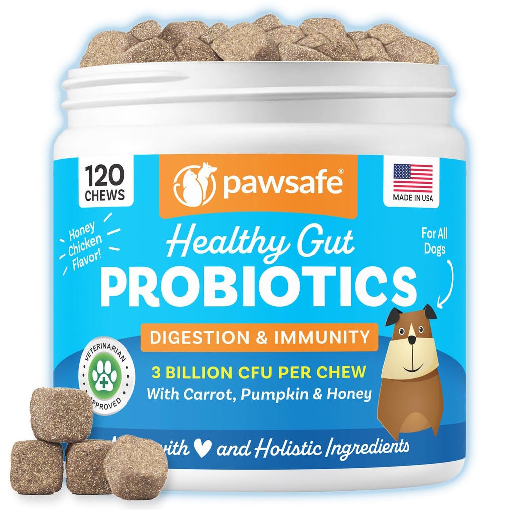 Hund Probiotika, Honey Chicken Flavor, 120 bløde tykkere til fordøjelsesbesvær & Gut sundhed, immunforsvar supplement, Gas Relief, Anti- Diarré, Hjælper med Allergier, Opsat stomachs, Gær og Itchy Hud