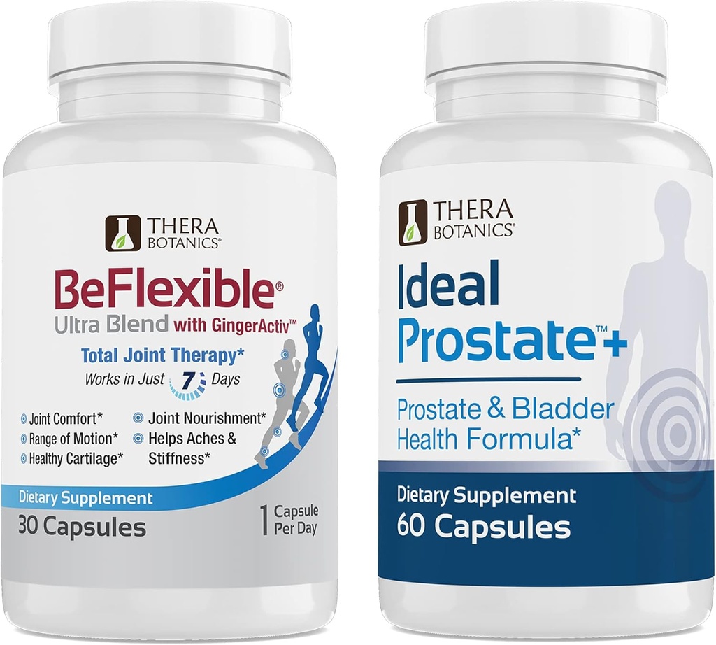 Therabotanics BeFlexible Ultra fælles support supplement og Ideal Prostata kraftfuld prostata supplement til mænd bundle