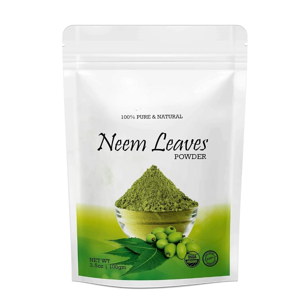 Pure Neem blade pulver til pletfri klar hud, silkeagtig hår & hår renser, (100Gm)