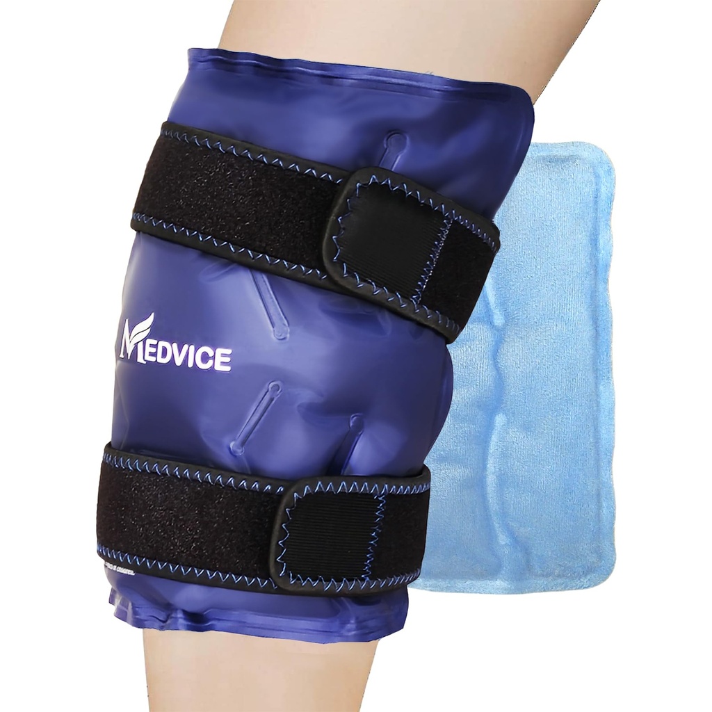 Medvice Ice Pack med kold kompression for Knee Pain Relief, Hævelse, Knee Erstatning Kirurgi, Gigt, og skade Inddrivelse, Justerbar Straps, Genanvendelig Gel Ice Wrap til Meniscus Tear og ACL Blue