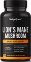 Natgrown Lions Mane Mushroom Supplement Kapsler - Organic Lions Mane Extract Nootrop Brain Supplement for Mænd & Kvinder - fremmer Mental Klarhed, Fokus og hukommelse - Veganske piller