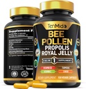 Bee Pollen kapsler til mænd og kvinder, 7- in-1 Formel med Propolis, Royal Jelly, gurkemeje, Carob & mere - Energi, immunforsvar, fordøjelsesstøtte - rig på næringsstoffer, vitaminer - 150 kapsler