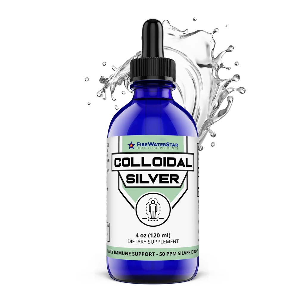 FWS kolloid sølv, flydende sølv dråber, 99,99% Pure Sølv, 4 oz glasflaske, 60 Servere (2 Måned Supply), 50 ppm, Koncentreret for nemme og praktisk servering