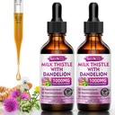 2 Pack Milk Thistle Liquid Drops - Lever Rengøring Detox & Reparation - 1000mg Mælk Thistle supplement til leverstøtte, Silymarin lever supplement til leversundhed, Vegan, non-GMO, 4 Fl Oz