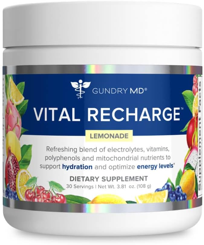 Gundry MD Vital Recharge Supplement Powder - Avanceret energiformel med elektrolyter - Understøtter ATP Supply - 30 Serveringer