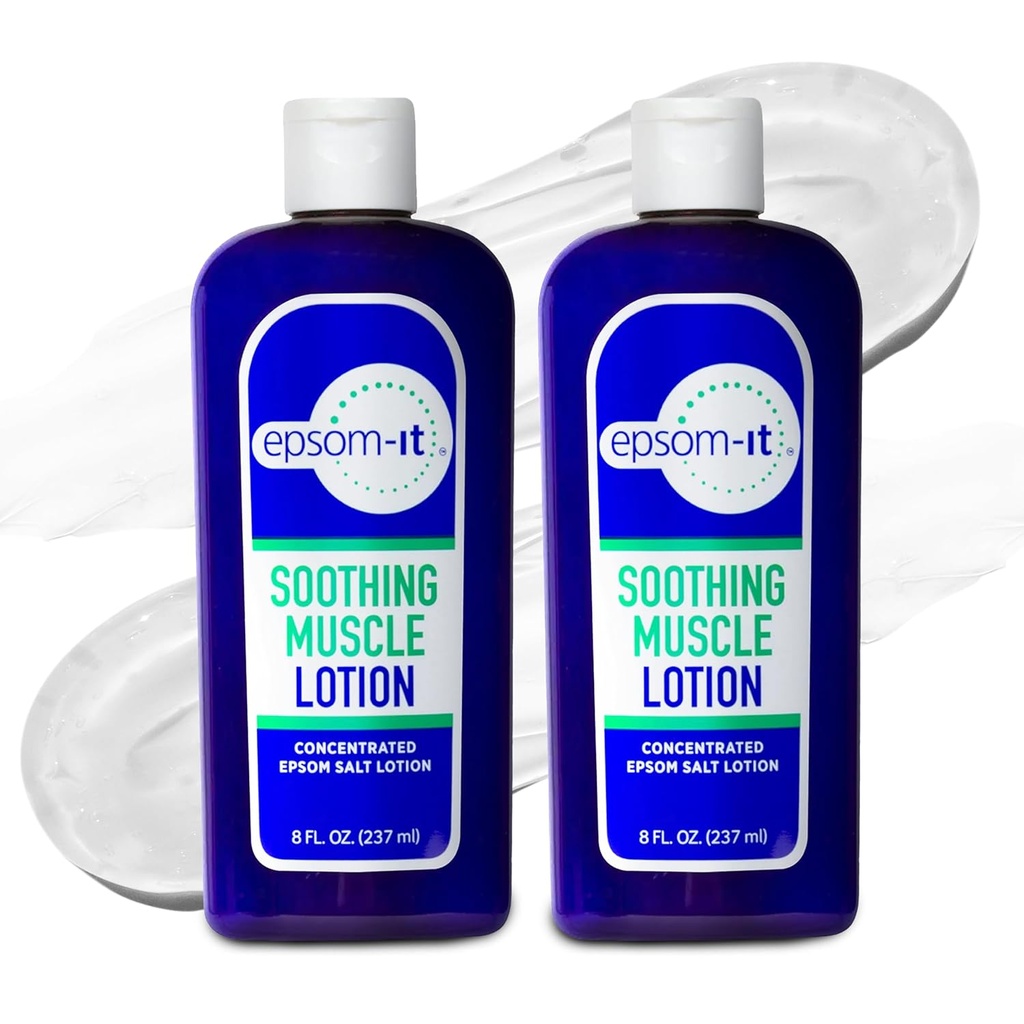 EPSOM- IT Lindrende muskellotion - Epsom Salt Magnesium Sulfate Cream Arnica for Muskel Stiffness, Tematisk Magnesium Lotion, Levering Comfort for Legs, Knæ og Feet, 8.0 oz., 2-Pack