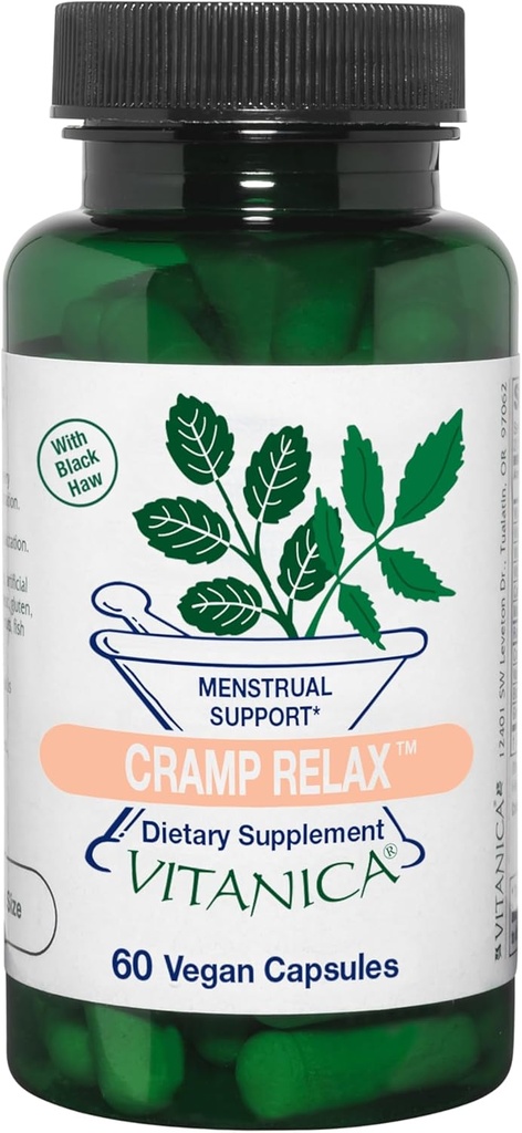 Vitanica Cramp Relax, Menstruel Support, Vegan, 60 Kapsler - Pro Logo