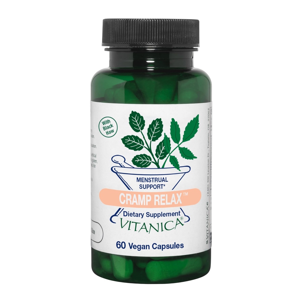 Vitanica Cramp Relax, Menstruel Support, Vegan, 60 Kapsler - Pro Logo