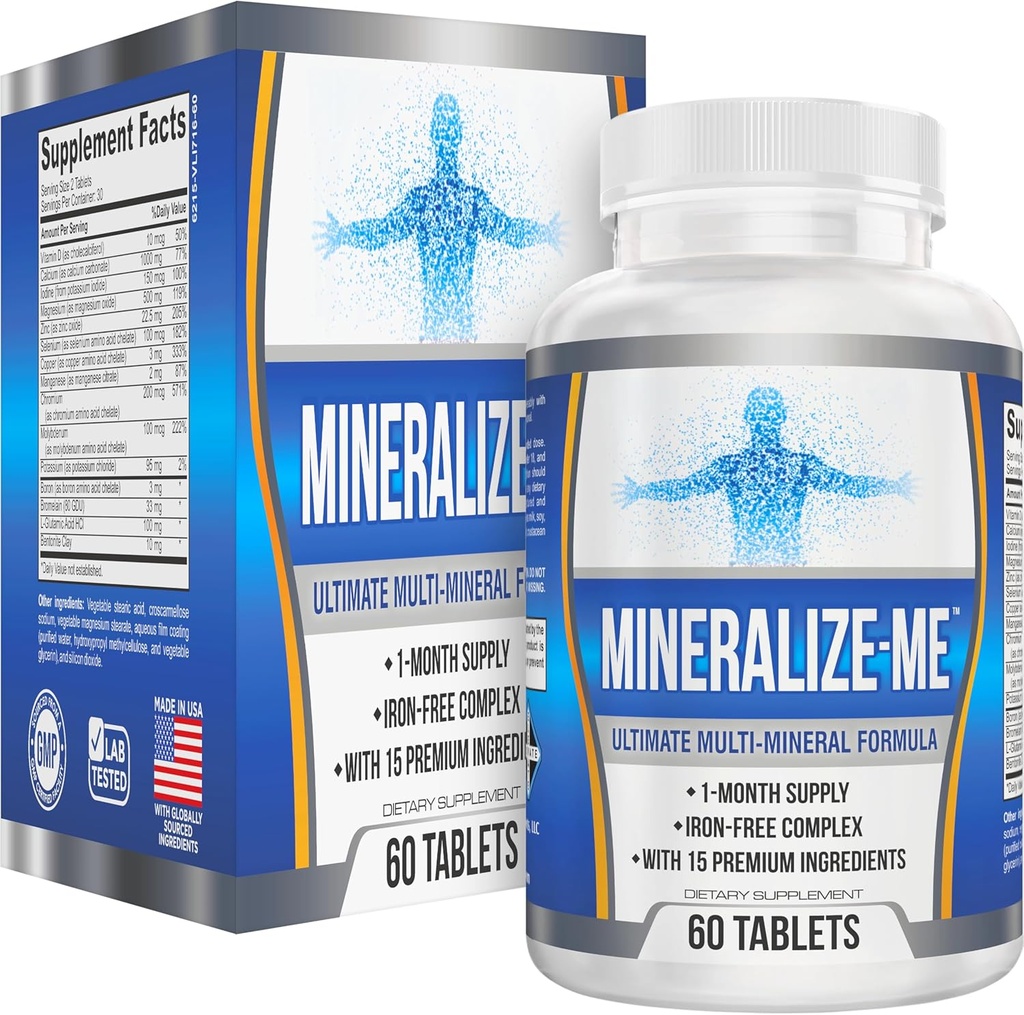 Multi- Mineral supplement (15-in-1) Jern fri Formel 124; High- Potency Multimineral Minerals