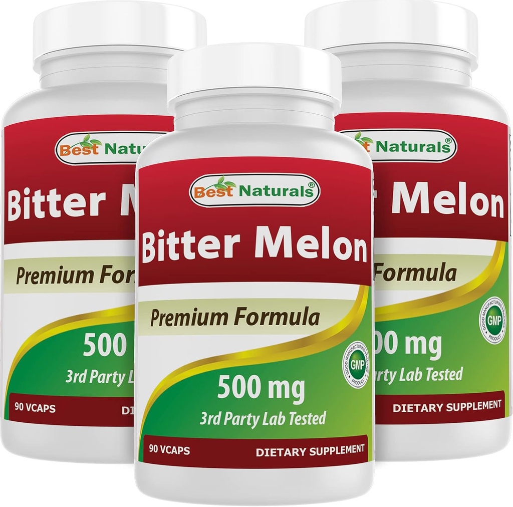 Bedste Naturals Bitter Melon 500 mg 90 Vcaps (90 Greve (pakke med 3))