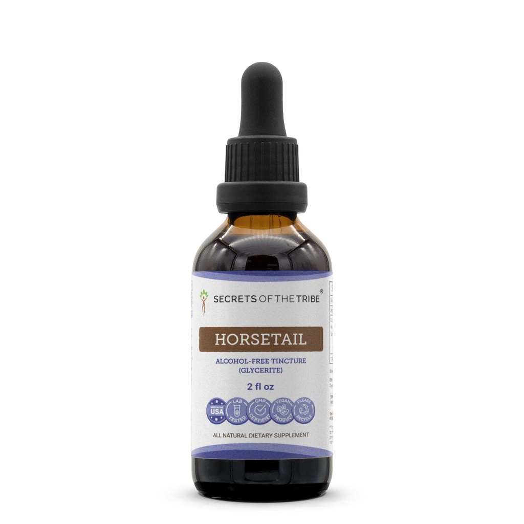 Secrets of the Tribe Horsetail Tincture Alcohol-Free Extract, Horsetail (Equisetum arvense) Dried Herb 2 oz