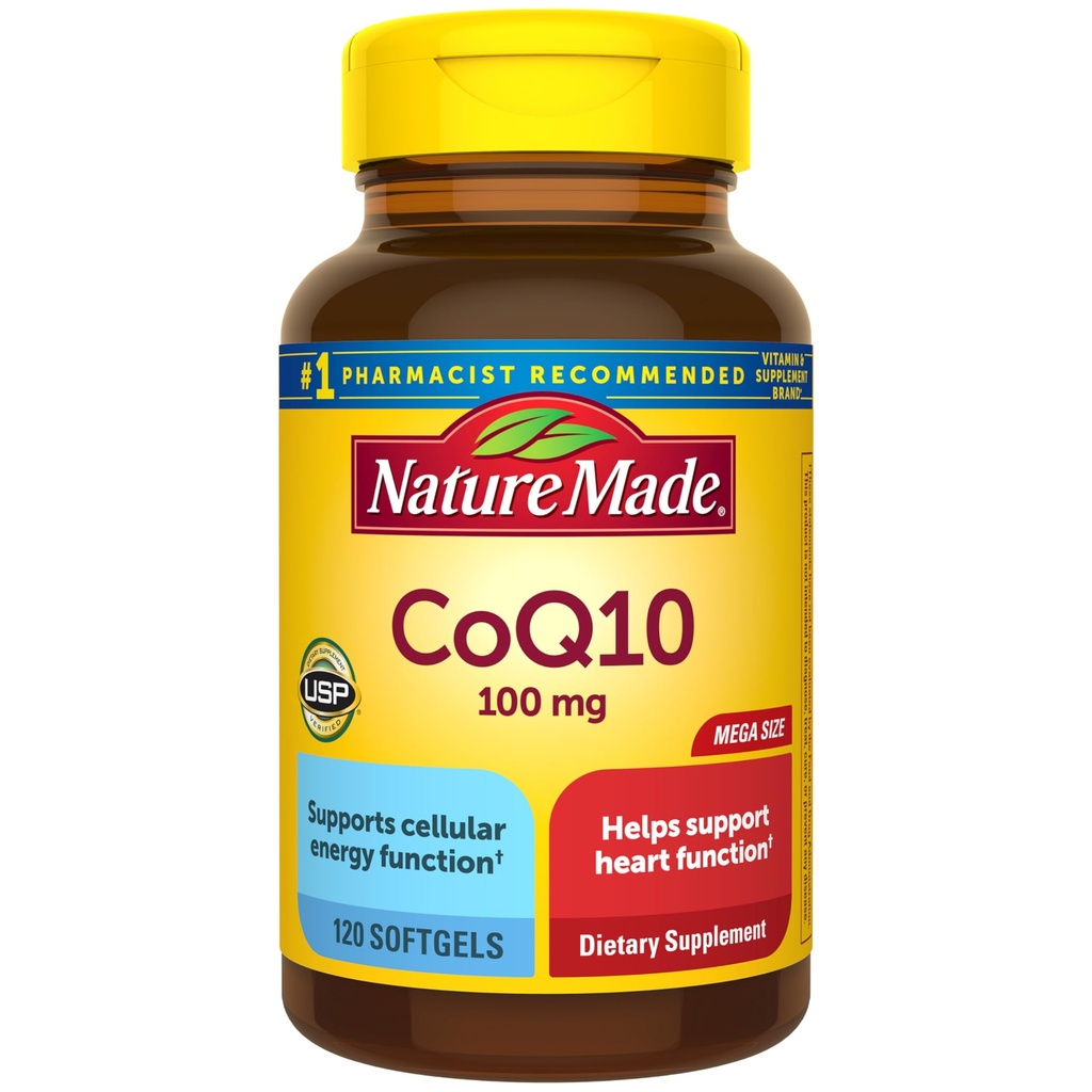 Nature Made CoQ10 100mg, Kosttilskud til hjerte sundhed support, 120 Softgels, 120 Day Supply