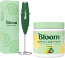 Bloom Nutrition Superfood Green Powder, fordøjelsesenzymer med probiotika og Prebiotika, Gut Health, Bloating Relief, Citrus + Milk Frother høj drevet hånd mixer