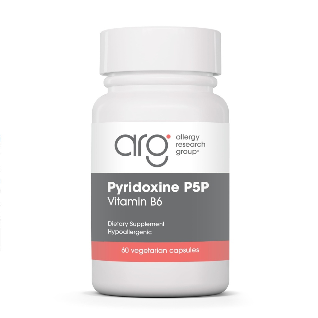 Allergy Research Group Pyridoxin P5P Supplement - Active Vitamin B6 275mg, Pyridoxal- 5 - Phosphat, Metabolisme Support, Hypoallergen, Vegetariske Kapsler - 60 Tæl