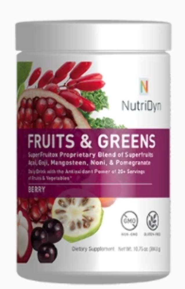 NutriDyn Fruits & Greens Berry Flavor * Certified Organic * w / Acai, Gogi, Mangosteen, Noni & Pomegranate Super Fruits 304,8 Bedste (Berry)