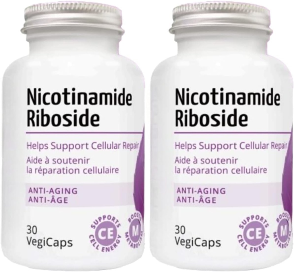 Nicotinamid Riboside - 300mg Nicotinamid Riboside (NR) per servering, 400mg Coenzym Q10 Ubiquinon, 30 VegiCaps per flaske (60 Caps - pakning med 2)