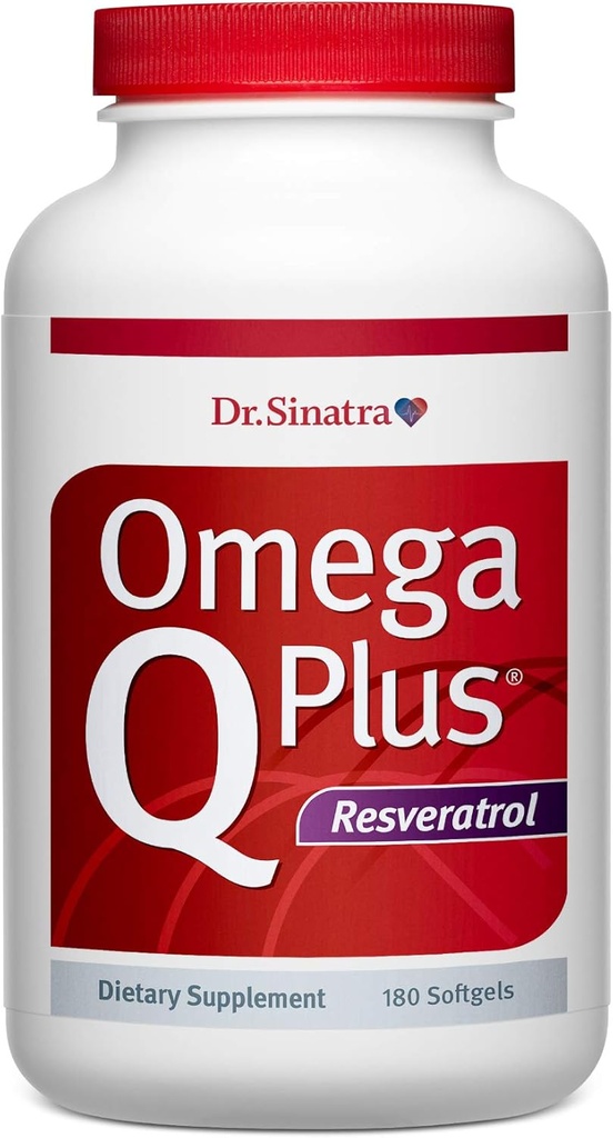 Dr. Sinatra Omega Q Plus Resveratrol - Omega-3 Supplement med CoQ10 og Resveratrol - fremmer omfattende hjerte og hele kroppen sundhed til at hjælpe dig med at ældes godt (180 bløddele)