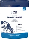 MK Kosttilskud Collagen & Colostrum - Grass- Fed Bovine Collagen & Bovine Colostrum Powder - Hud, Gut, fælles & immunforsvar - Keto, Paleo, Carnivore Friendly - Ingen tilsætningsstoffer