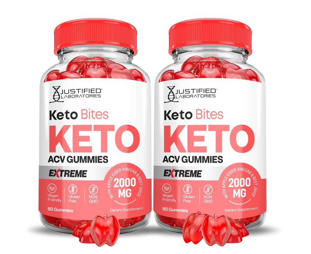 (2 Pack) Keto Bits Keto ACV Gummies Extreme 2000MG Keto Bites Keto Gummies Apple Cider Vinagar Formuleret med Pomegranat Beet Juice Powder B12 Vegan Non GMO 120 Gummys