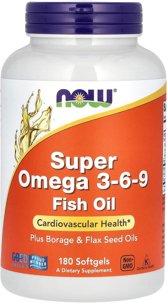 Nu fødevarer Super Omega 3-6-9 Soft- gels, 1200Mg, 180-greve