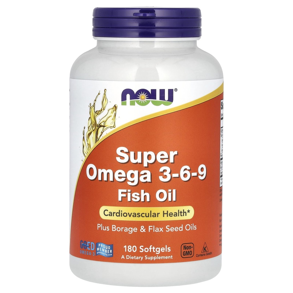 Nu fødevarer Super Omega 3-6-9 Soft- gels, 1200Mg, 180-greve