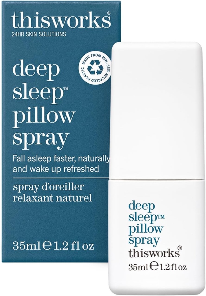 THISWORKS Deep Sleep Pillow Spray - Fast- Fungerende naturlige formel med Lavendel for afslapning og rolig søvn - 35 ml (1.2 fl oz) Mini rejse størrelse