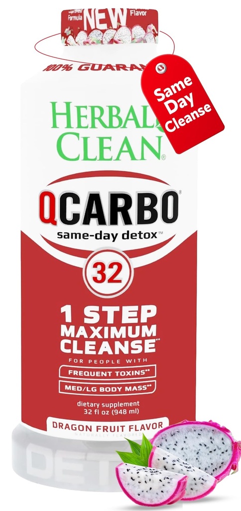 Herbal Clean Same-Day Premium Detox drik, Dragon Fruit Flavor, 32 Fl Oz