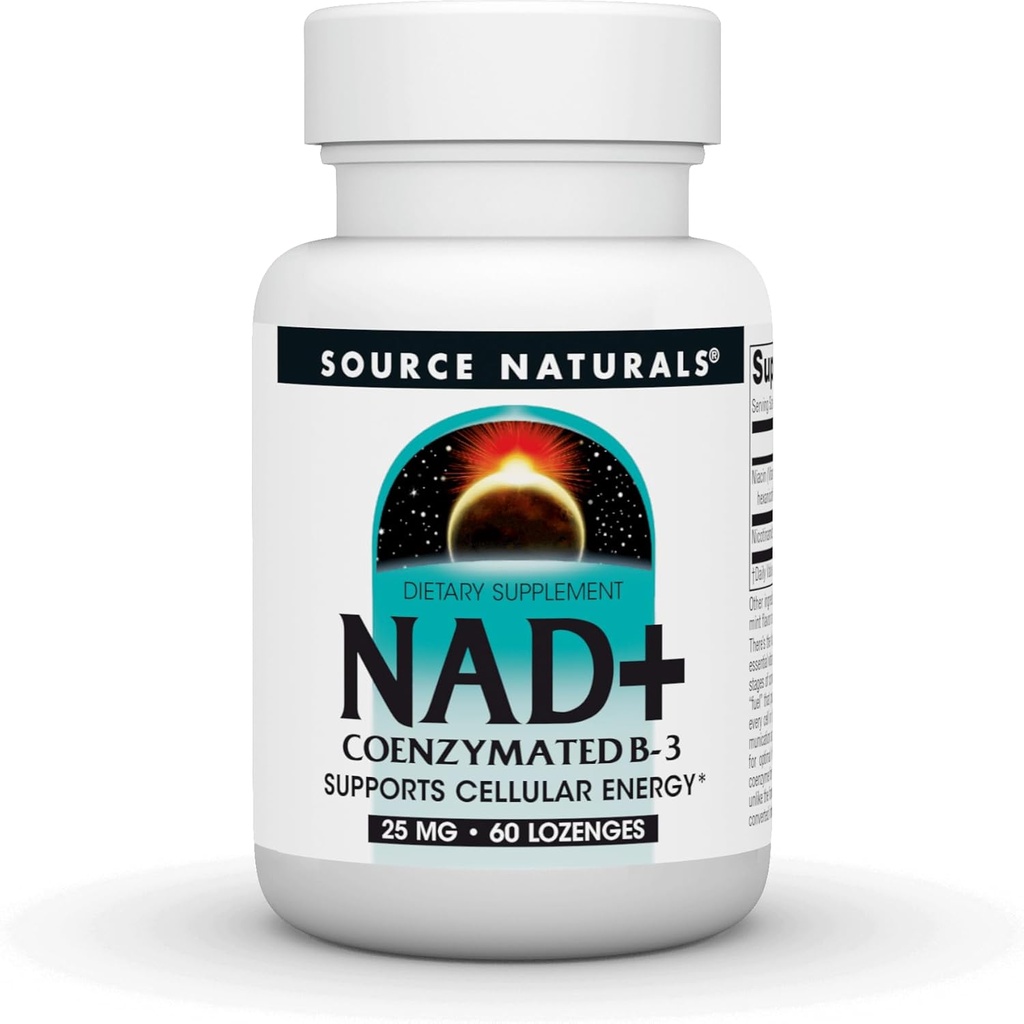 Source Naturals NAD +, Coenzym B-3, Understøtter cellulær energi *, 25 mg - 60 Lozenges
