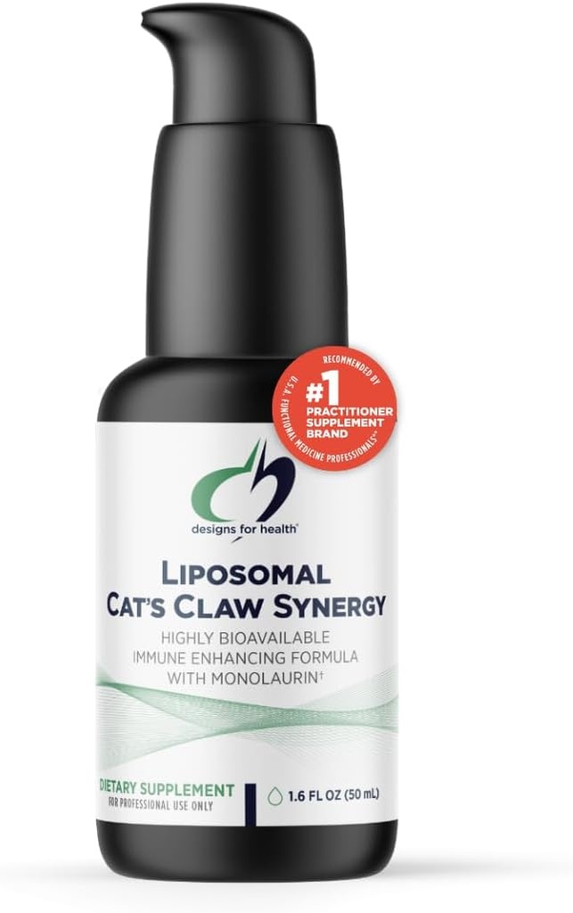 Design for sundhed Liposomal Cat 's Claw Synergy - Liquid Immunforsvar Support Cats Claw Extract, D-vitamin + Monolaurin - Superior Absorption (50 Servere / 1.7 Fl Oz)